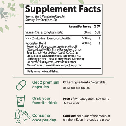 NMN Complex | 1,000mg per Serving | 120 Vegetarian Capsules