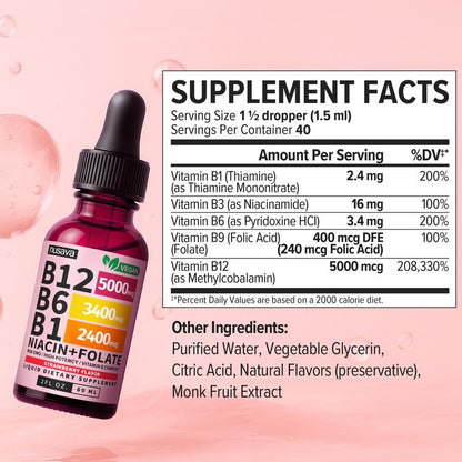 Vitamin B12 Liquid Supplement Drops with B6, B1