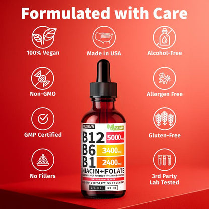 Vitamin B12 Liquid Supplement Drops with B6, B1